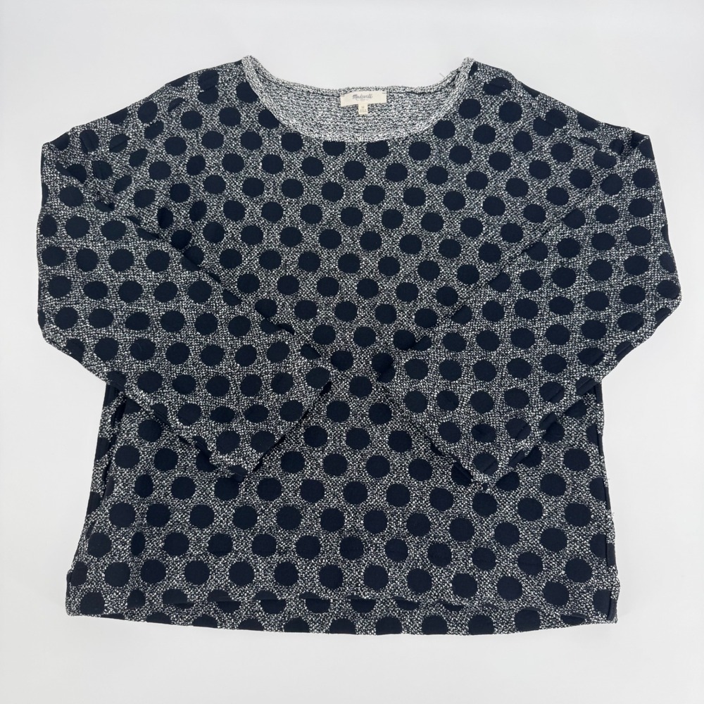 Madewell Black‎ and White Dot Print Long Sleeve Knit Top Women's Size M
